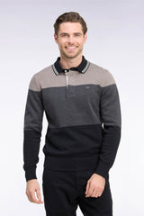 PULL HOMME L ENCRE COL POLO NOIR NOIR