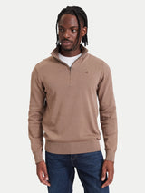PULL HOMME CORE REFINED HALF ZIP KNIT MARRON MARRON