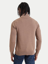 PULL HOMME CORE REFINED HALF ZIP KNIT MARRON MARRON