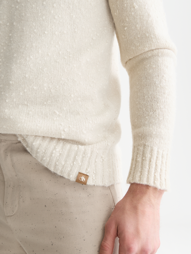 PULL HOMME BOUCLÉ MELANGE WOOL-ALPACA-BLE BEIGE BEIGE