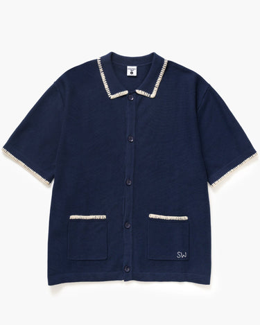 PULL HOMME BLANKET STITCH KNIT NAVY NAVY
