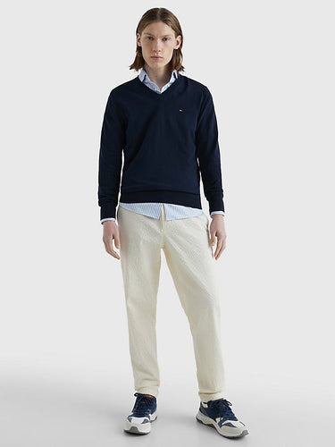 PULL HOMME 1985 V NECK SWEATER MARINE MARINE