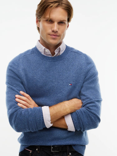 PULL HOMME LAMBSWOOL CREW NECK BLEU BLEU