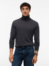 PULL HOMME NY MERINO ROLL NECK GRIS GRIS
