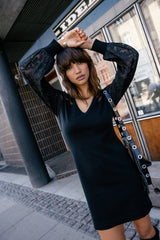 ROBE FEMME ROSALAND ABSTRACT NOIR NOIR