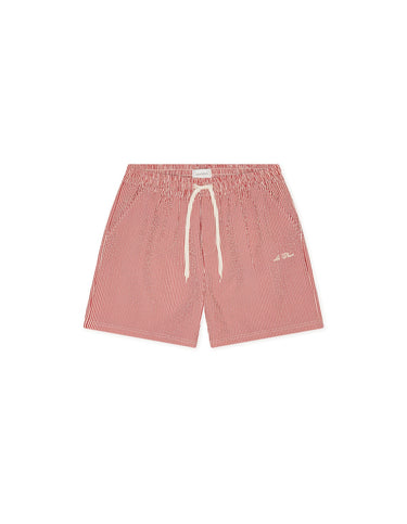 SHORTS DE BAIN HOMME STRIPE SEERSUCKER ROUGE ROUGE