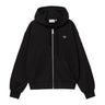 SWEAT FEMME W' HOODED HEART II NOIR NOIR