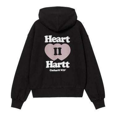 SWEAT FEMME W' HOODED HEART II NOIR NOIR