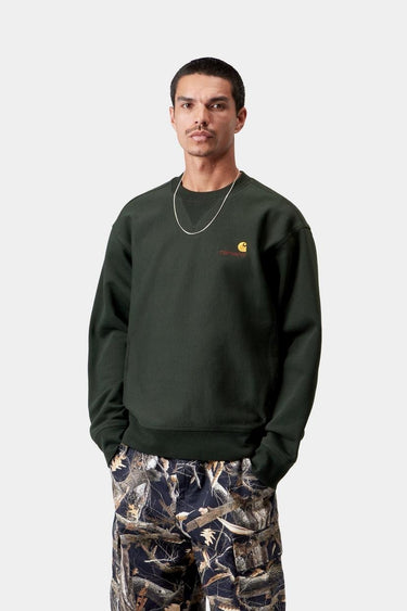 SWEAT HOMME AMERICAN SCRIPT VERT FONCE VERT FONCE