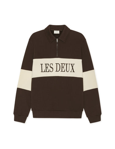 SWEAT HOMME ZIPPER RUGBY MARRON MARRON