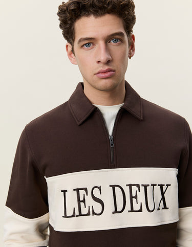 SWEAT HOMME ZIPPER RUGBY MARRON MARRON