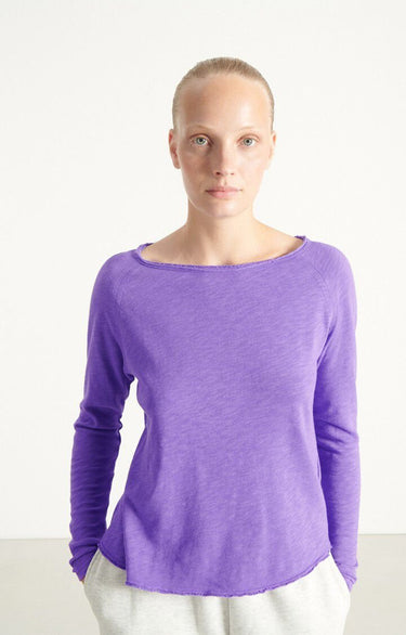 T-SHIRT FEMME DROIT ML COL BATE VIOLET VIOLET