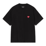T-SHIRT FEMME W' S/S HEART PATCH NOIR NOIR