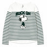 T-SHIRT FEMME SNOOPY ROCK ON BLANC BLANC