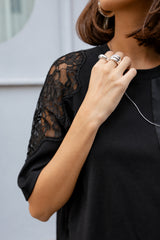 T-SHIRT FEMME TIZAY LACE NOIR NOIR