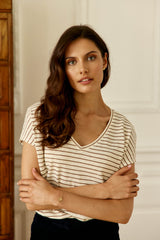 T-SHIRT FEMME MARCELINA ECRU/CAMEL ECRU/CAMEL