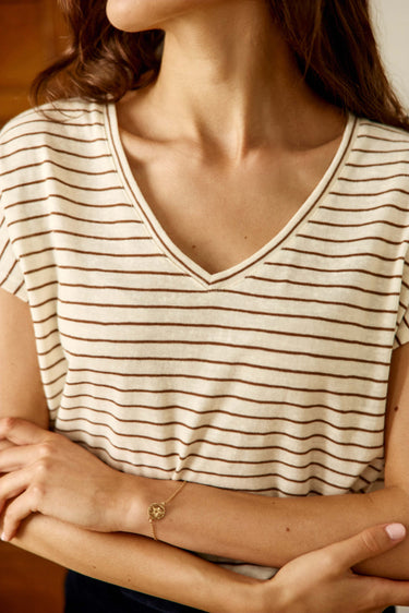 T-SHIRT FEMME MARCELINA ECRU/CAMEL ECRU/CAMEL