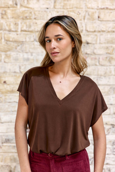 T-SHIRT FEMME MARCELINA MARRON MARRON