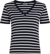 T-SHIRT FEMME SLIM CODY V-NK SS MARINE / BLANC MARINE / BLANC