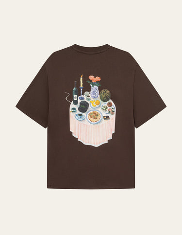 T-SHIRT HOMME COLE TABLE MARRON MARRON