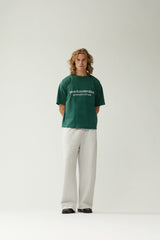 T-SHIRT HOMME WORKED LOGO VERT / BLANC VERT / BLANC