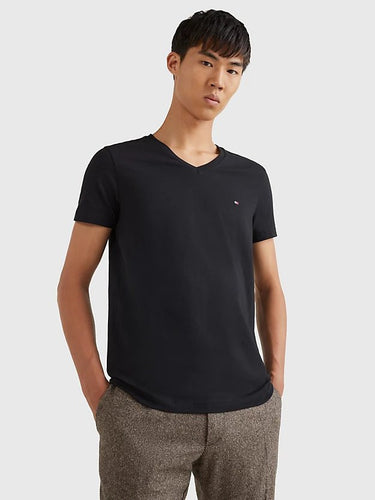 T-SHIRT HOMME CORE STRETCH SLIM V- NOIR NOIR