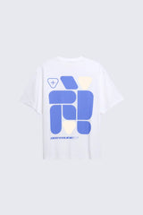T-SHIRT MIXTE LEONCE GEOMETRY BLANC/SAPHIR BLANC/SAPHIR