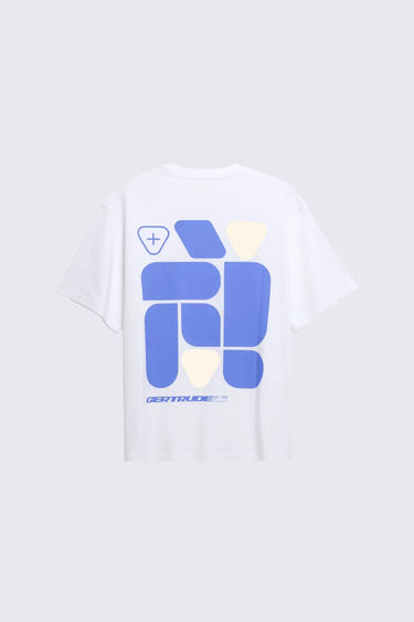 T-SHIRT MIXTE LEONCE GEOMETRY BLANC/SAPHIR BLANC/SAPHIR