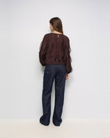 TOP FEMME VOLANTS MARRON MARRON