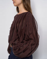 TOP FEMME VOLANTS MARRON MARRON