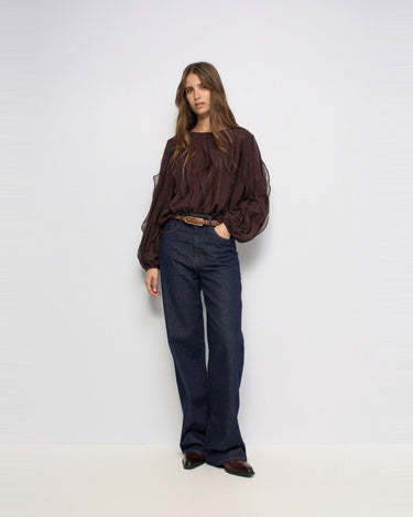 TOP FEMME VOLANTS MARRON MARRON