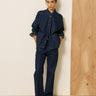 Veste Hartford Vally denim col mao bleu indigo
