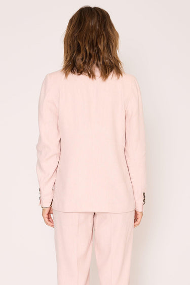 Veste MKT Studio Vibia tailleur lin rose poudré – vue 2