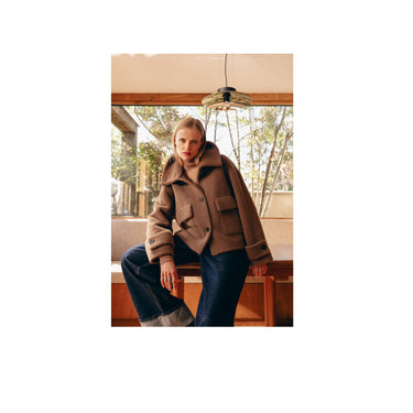 Veste Oakwood Anne effet mouton retourné whisky – vue 3
