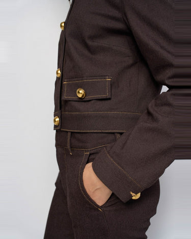 VESTE FEMME DENIM MARRON MARRON